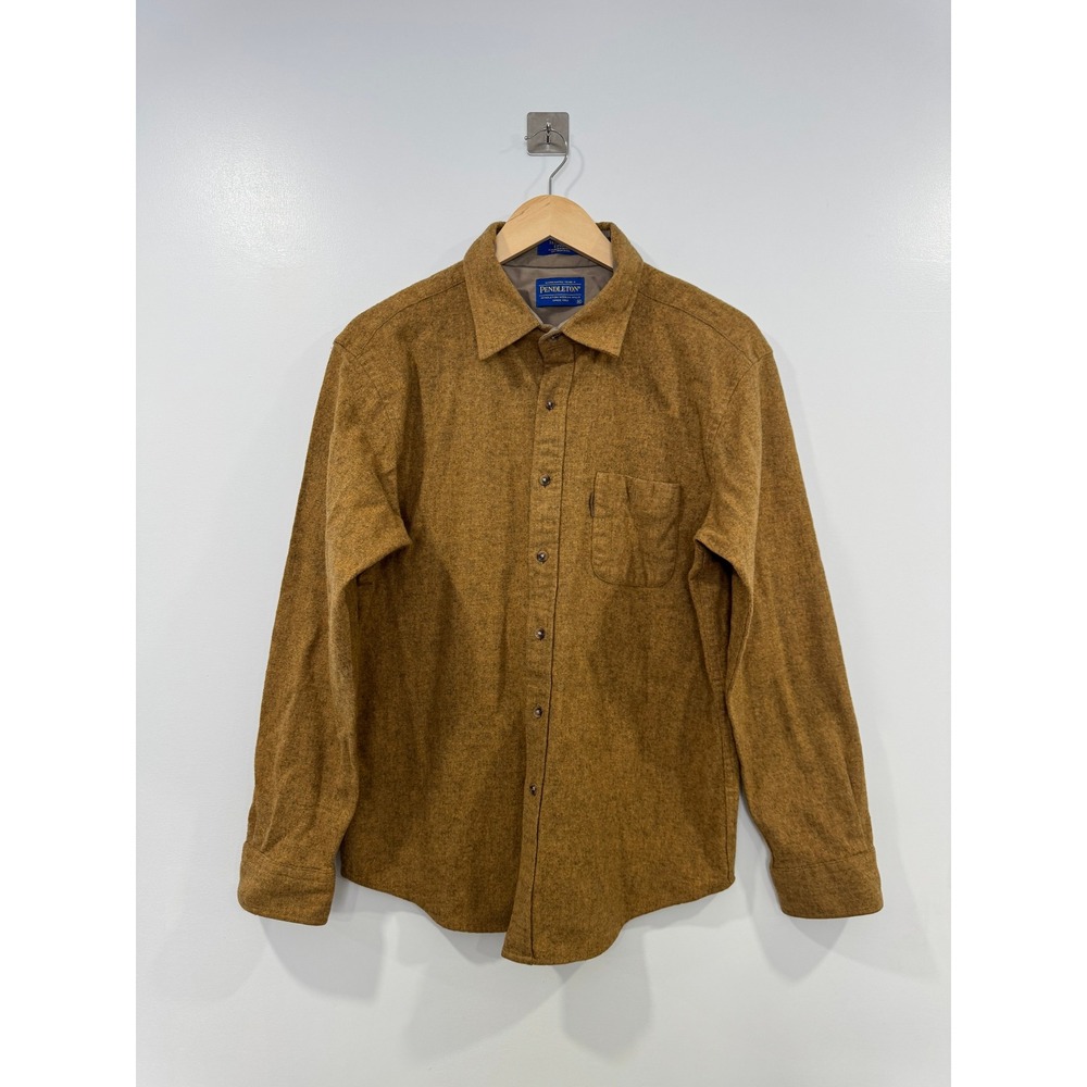 Pendleton Men Brown Trail Shirt Fitted Virgin Wool Button Down XL